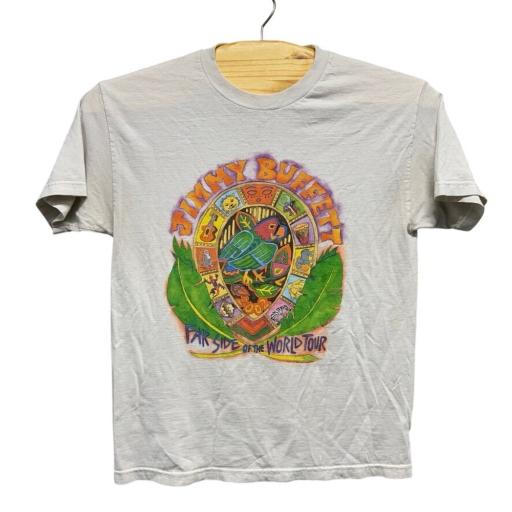Vintage Jimmy Buffett Far Side of the World Tour 2002 T-Shirt Cream Large L
